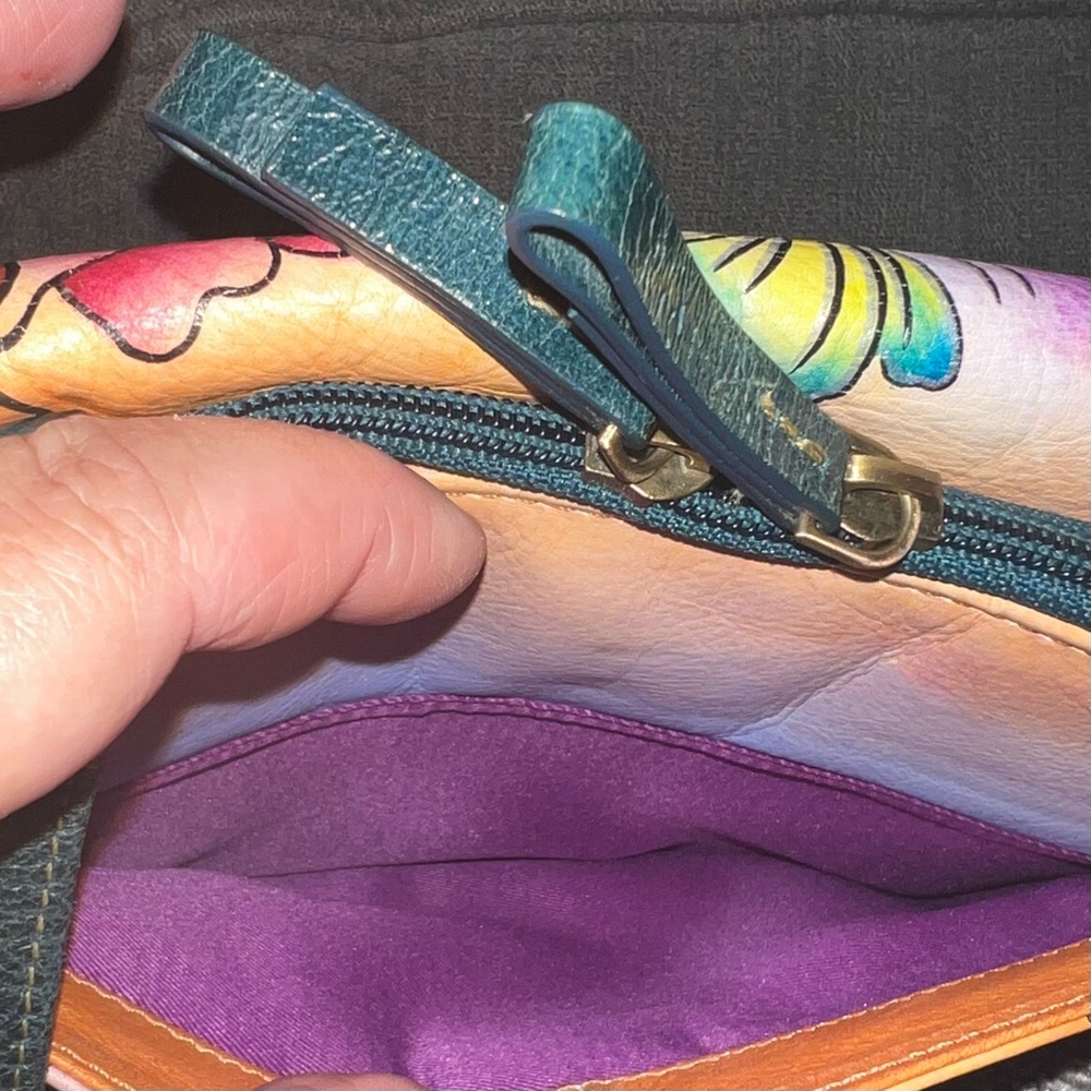 Original by Sharif Hand Painted Leather Bird Floral Crossbody & Wallet - Picture 12 of 14